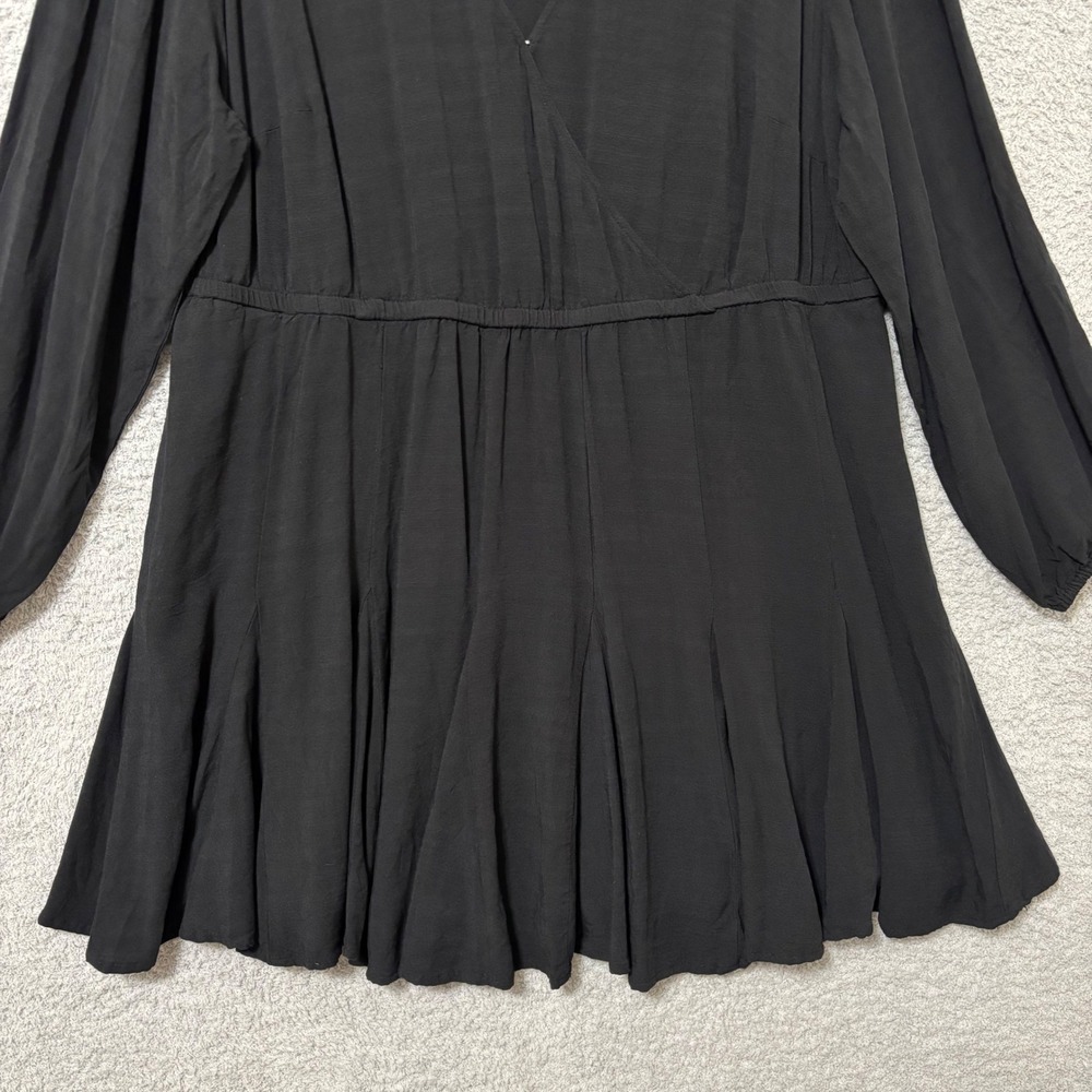 Little Black Dress Work Casual Flowy Mini Dress Long Sleeve Plus Size 1X Pockets - Picture 4 of 12